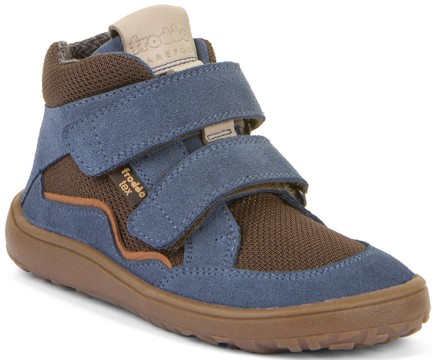 Halbhohe Barfußschuhe, Leder / Mesh +TEX, Textil Inlay in Denim / Braun von FRODDO G3110266
